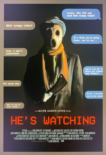 Exclusive Debut: HE'S WATCHING Alt Poster - Creeper with Texts by Smudge & JAE